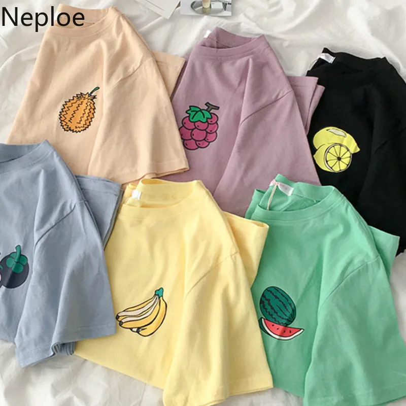 Женская футболка с короткими рукавами и круглым вырезом Повседневная Свободная