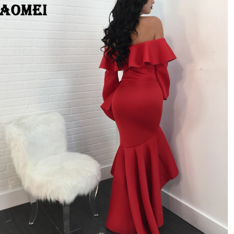 Женское необычное сексуальное платье с открытыми плечами оборками и открытой