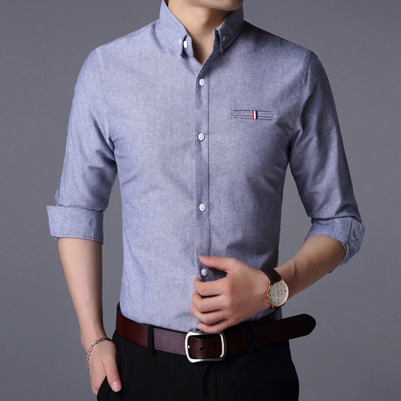 Fall New Brand Designer Shirt 2021 Man Dress Shirt Long Sleeve Slim Fit Button Down 100% Cotton Casual Mens Clothing Masculina