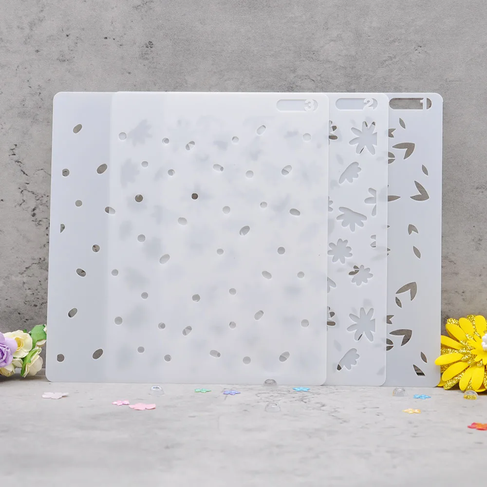 Цветочный фон многослойный трафарет QITAI 3 шт./компл. для скрапбукинга