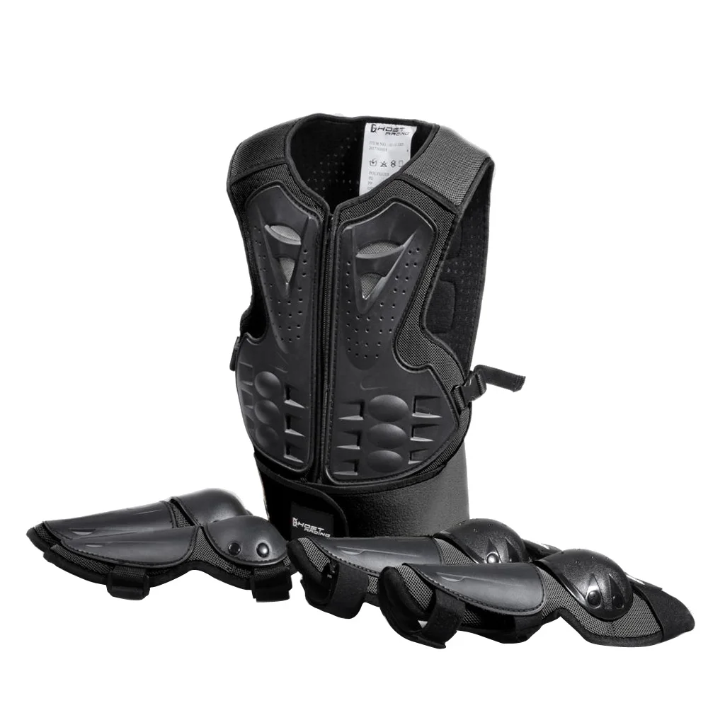 Детские наколенники для защиты груди и спины катания на лыжах мотоцикле черные |