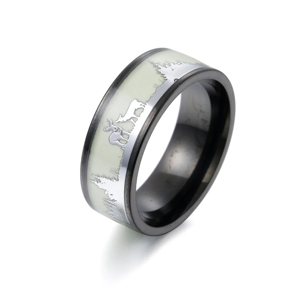

Christmas Gift Elk Titanium Steel Luminous Ring Ornament