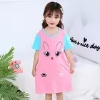 Женская ночная рубашка, летняя ночная рубашка с мультяшным Кроликом, розовая пижама принцессы, домашнее платье для девочек-подростков, одежда для сна