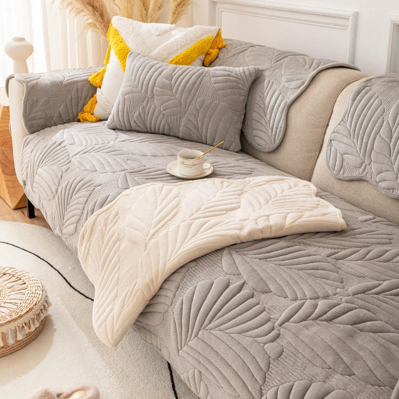 

Sofa Towel Cover for Living Room Thicken Soft Flannel Couch Cover Solid Color Sofa Cushion Protector for All Sofa Seat Slipcover