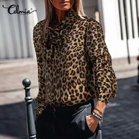 elegant ol shirt celmia women fashion sexy leopard print blouse 2021 autumn casual long sleeve button bow tie blusas 7