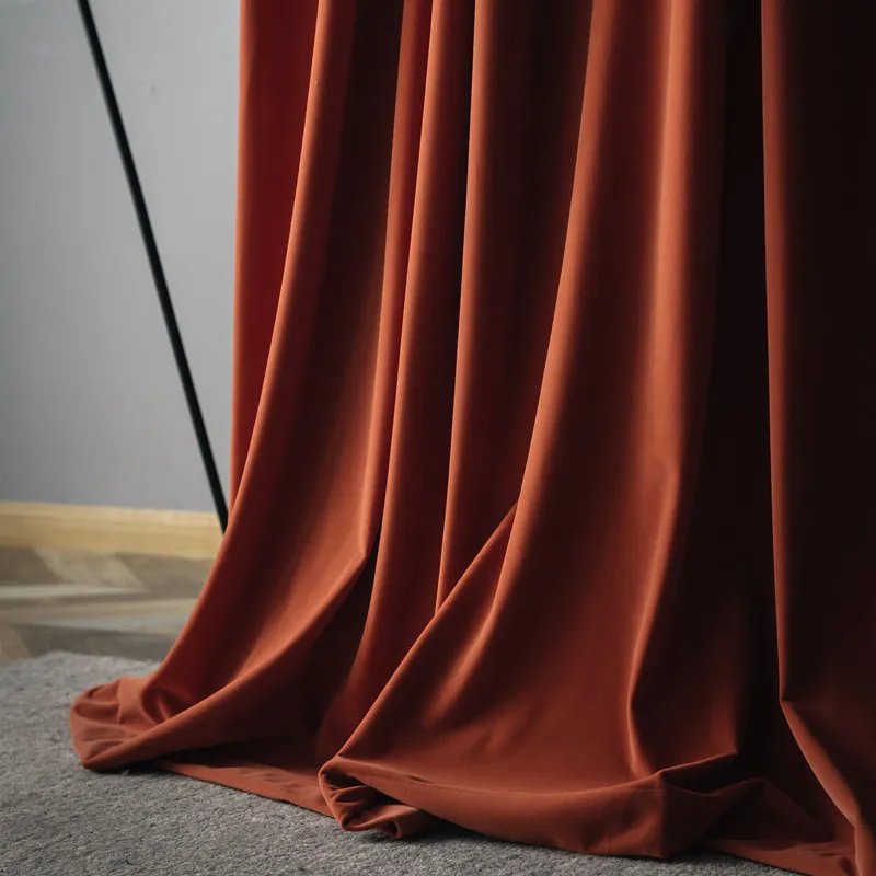 Роскошные бархатные занавески в скандинавском стиле оранжевые на окна