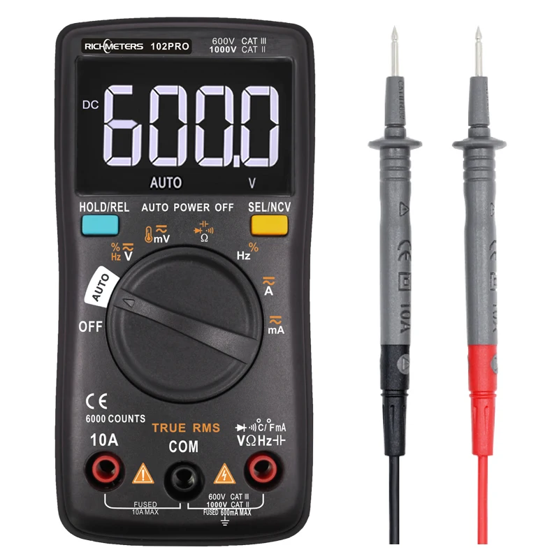 RM102Pro RM102Pro Цифровой мультиметр 6000 отсчетов Авто 113D задний светильник AC/DC вольтметр-Транзистор тестер Частота Диод температура - Цвет: RM102Pro