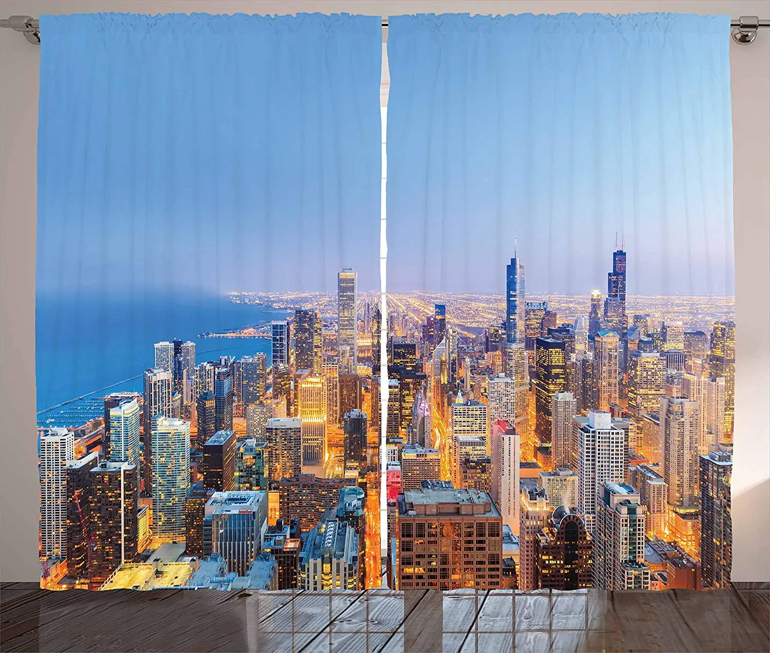 

Chicago Skyline Modern Blackout Curtains For Living Room Window Curtains For Bedroom Curtains Finished Drapes Blinds