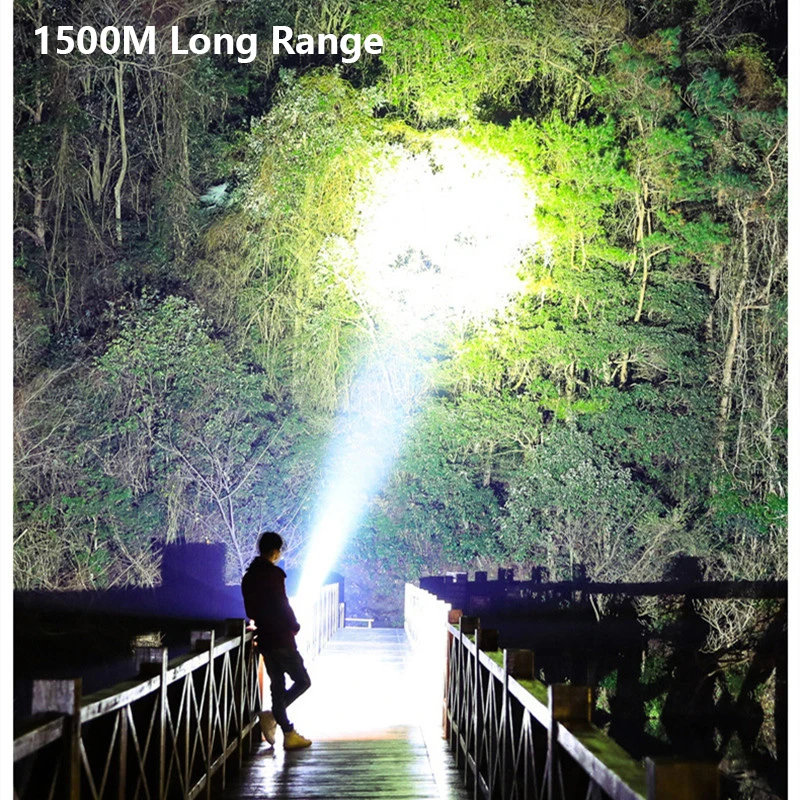 500000LM 100W Powerful LED Flashlight 1500M Long Range Portable Spotlights XHP70 Searchlight USB Recharge Camp Tactical Torch | Лампы и