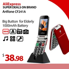 Artfone cf241a flip botão grande telefone móvel, telefone sênior com berço de carregamento e 2.4 "grande tela para idosos, desbloqueado móvel (1)