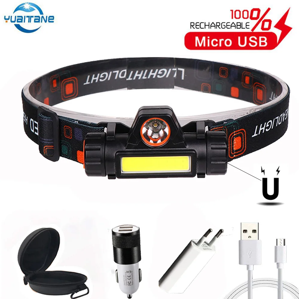 Портативный светодиодный налобный фонарь с COB матрицей налсветильник ный