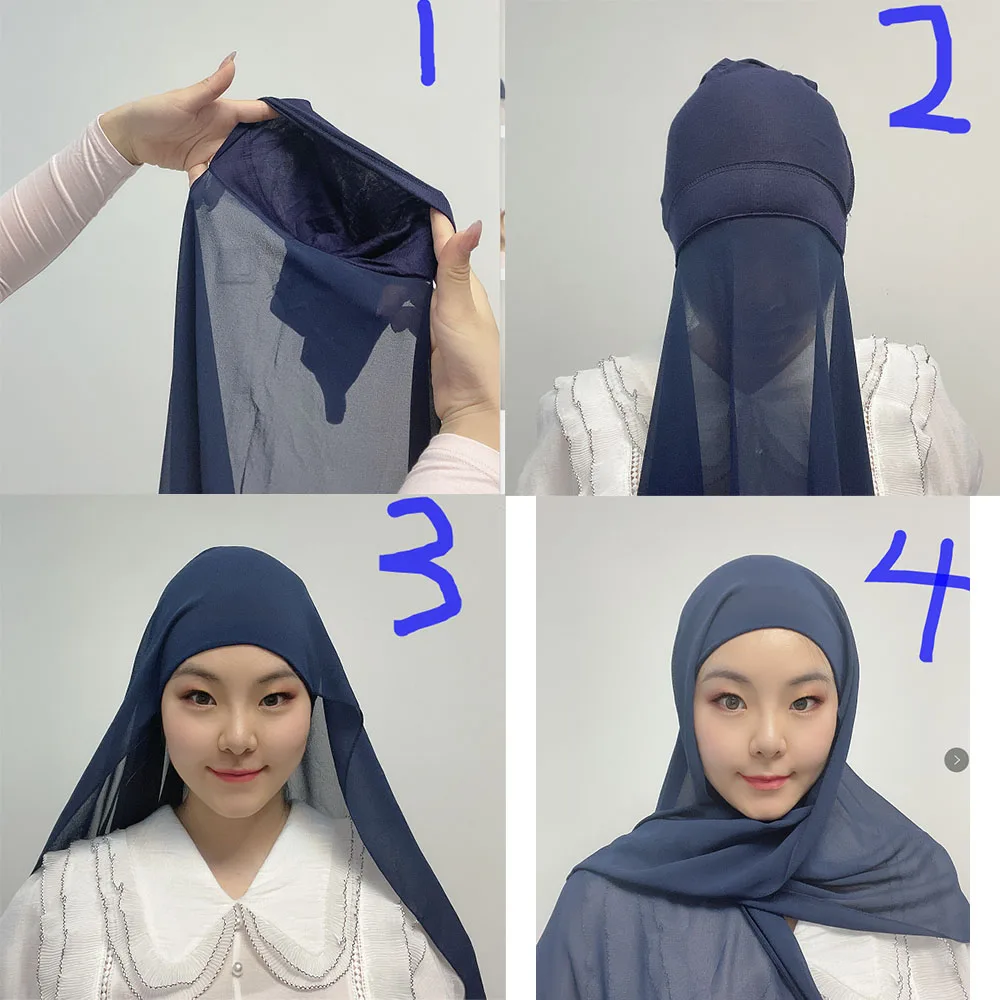 

Instant Hijab With Cap Heavy Chiffon Jersey Hijab For Women Veil Muslim Fashion Islam Hijab Cap Scarf For Muslim Women Headscarf