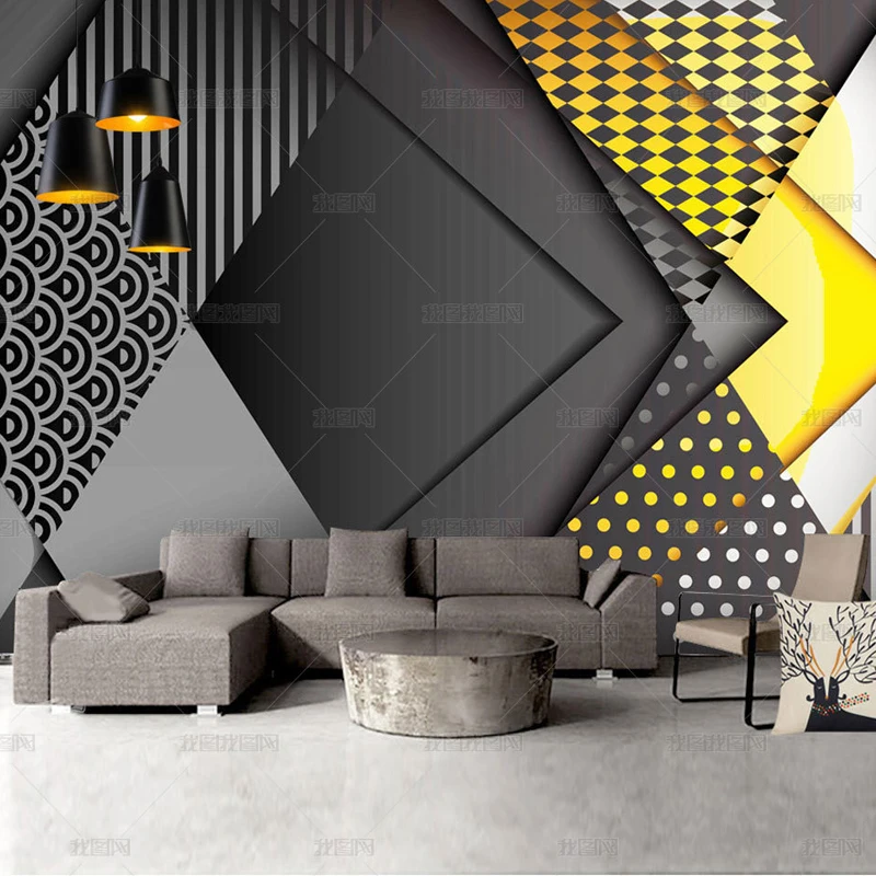 Настенные геометрические обои на заказ в скандинавском стиле персональные 3D с