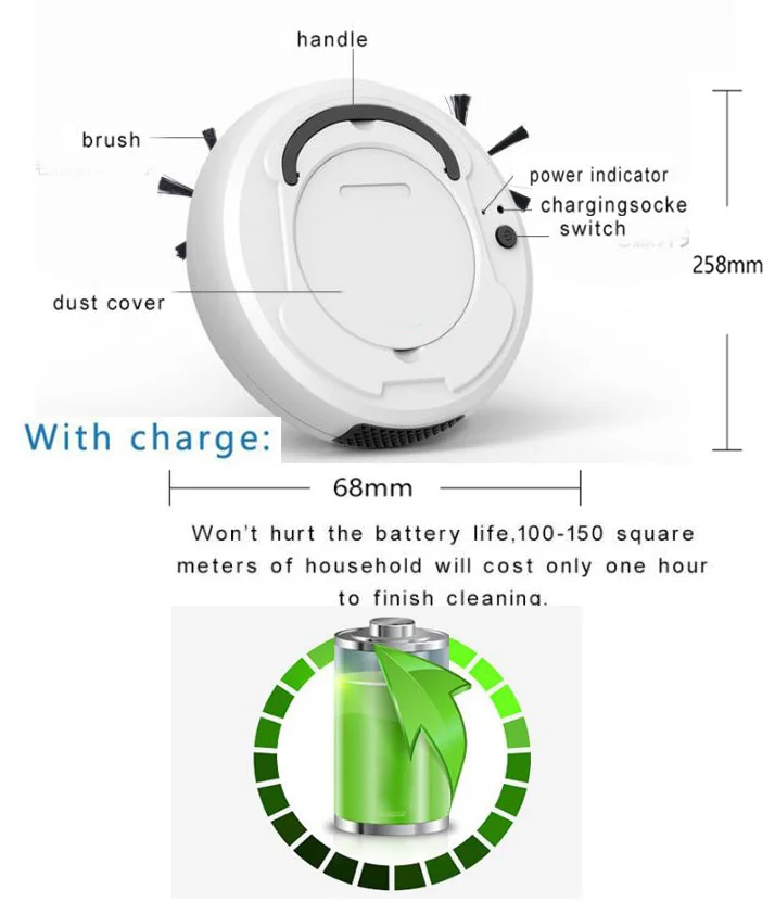 1800Pa Multifunctional Smart Robot Vacuum Cleaner 3-In-1 Auto Rechargeable Floor Sweeper Wireless Smart Sweeping Vacuum Cleaner