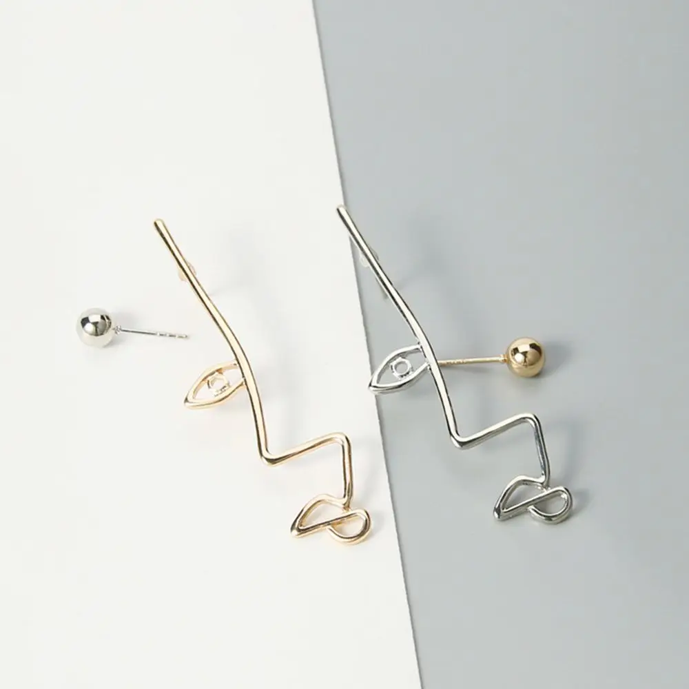 1 пара простые уникальные асимметричные серьги в форме глаза металлическая