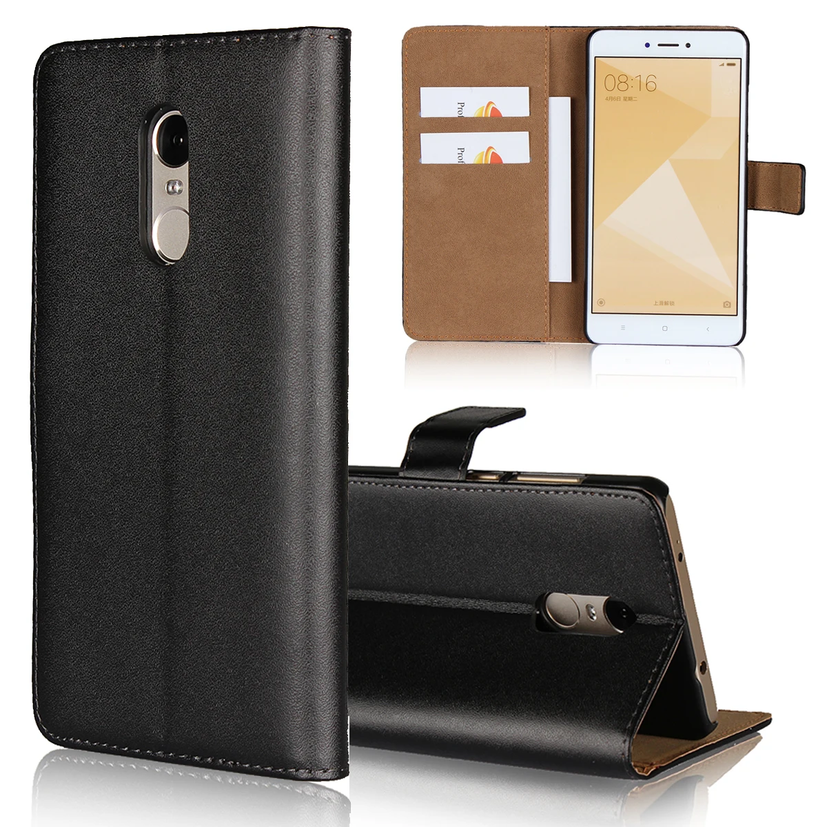

Magnetic Genuine Leather Wallet Case Book Case With Card Holder Stand For Xiaomi Redmi Note 4X 4,Flip Soft TPU Shockproof Cover