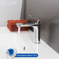 gisha brass basin faucet hotcold water mixer tap single handle wash chrome finish bathroom sink deck mounted basin faucetg1102