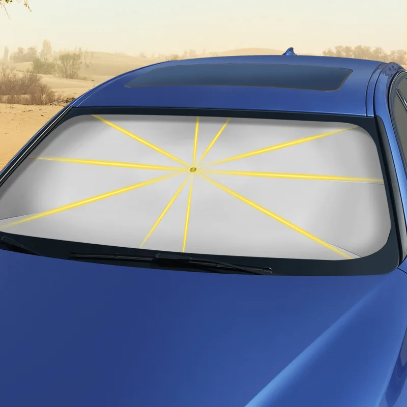 

Автомобильный зонт от солнца, Солнцезащитный Зонт с теплоизоляцией, передняя перегородка, внутренняя вытяжка, креативный Зонт двойного наз...