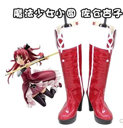 

Anime Puella Magi Madoka Magica Sakura Kyoko Cosplay Party Shoes Red Fancy Boots Custom Made