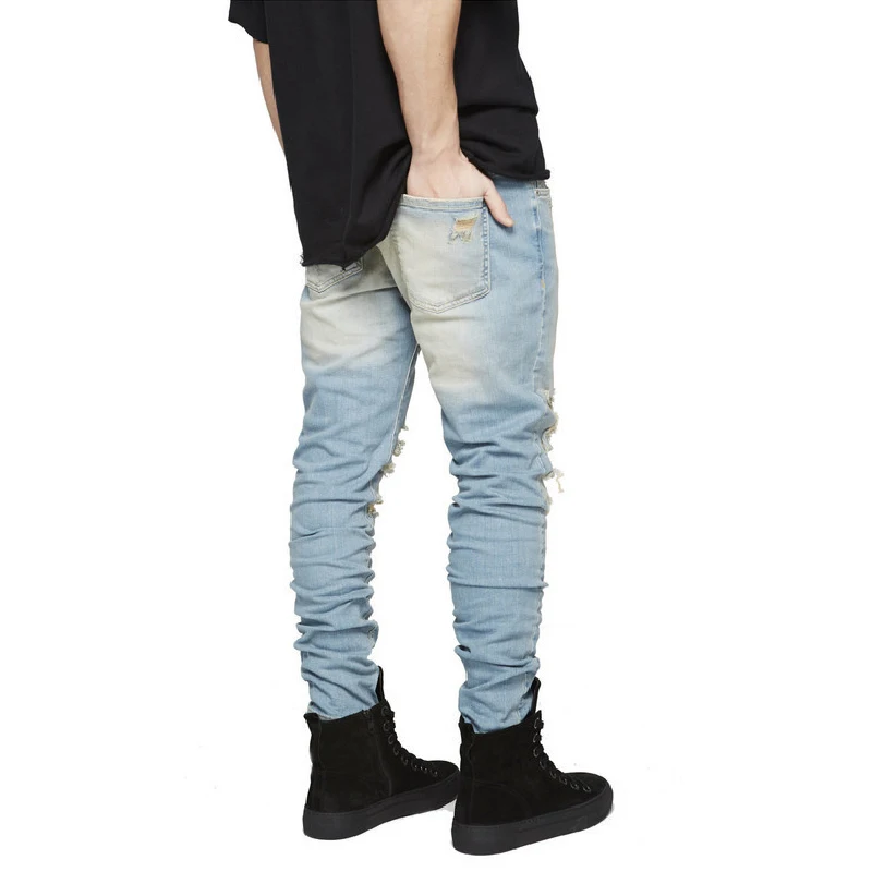 

Cross Border Denim New Street Men's Perforated Jeans Men's Korean High Street Personalized Design Men's Jeans