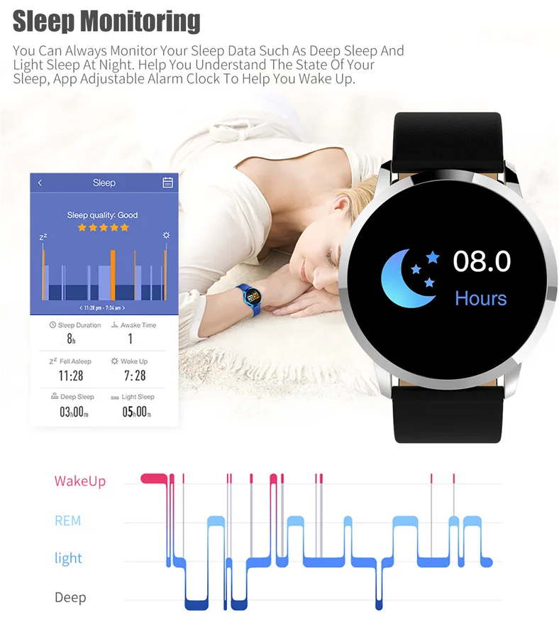 

New Q8 smart watch fashion watch men women smart bracelet heart rate, blood pressure and blood oxygen information reminder