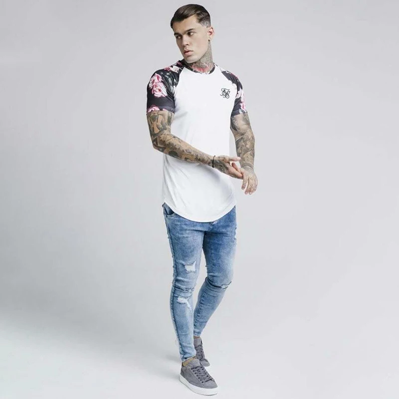 Футболка Sik Мужская шелковая уличная одежда в стиле хип-хоп рубашка для