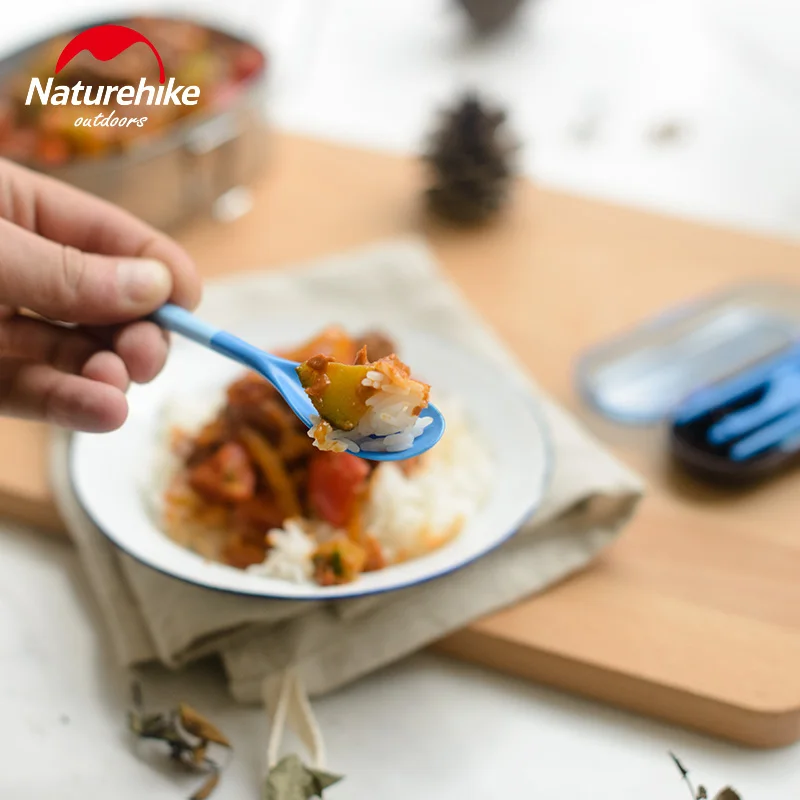Naturehike Заводская портативная уличная посуда 3 в 1 набор столовых приборов для путешествий Складная ложка палочки вилка набор посуды