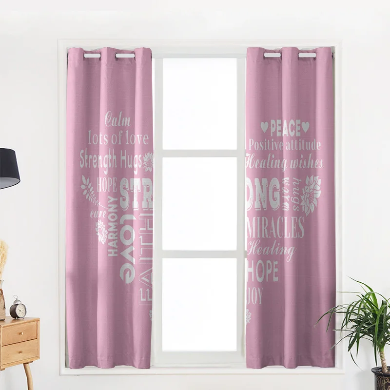 Теплые розовые оконные шторы с надписями любят исцеление занавески для гостиной