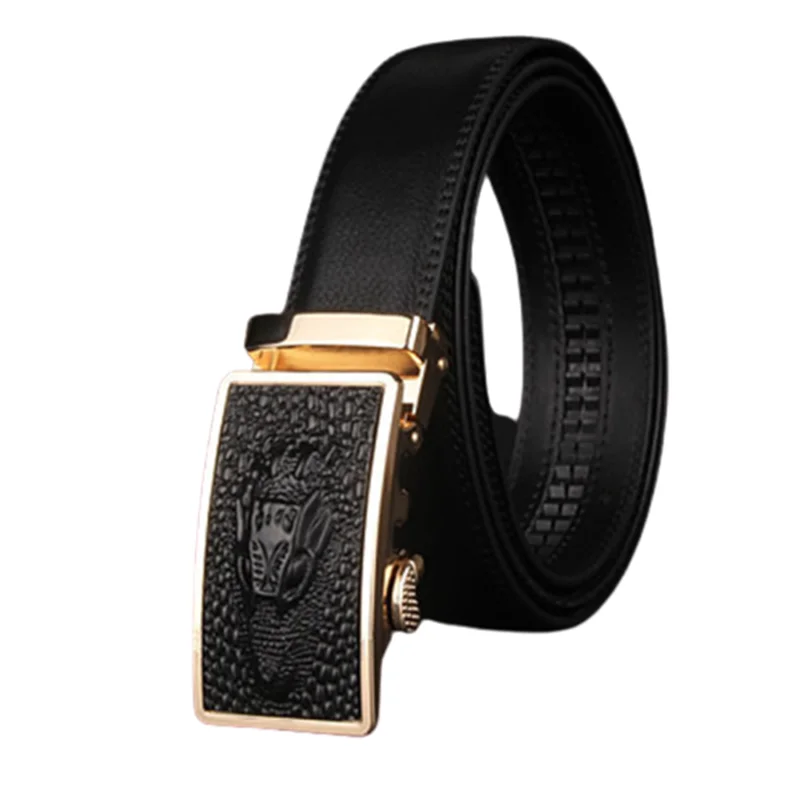 LGFD202092   Automatic ratchet CROC buckle brand New genuine leather Waist belts cowhide leather belt