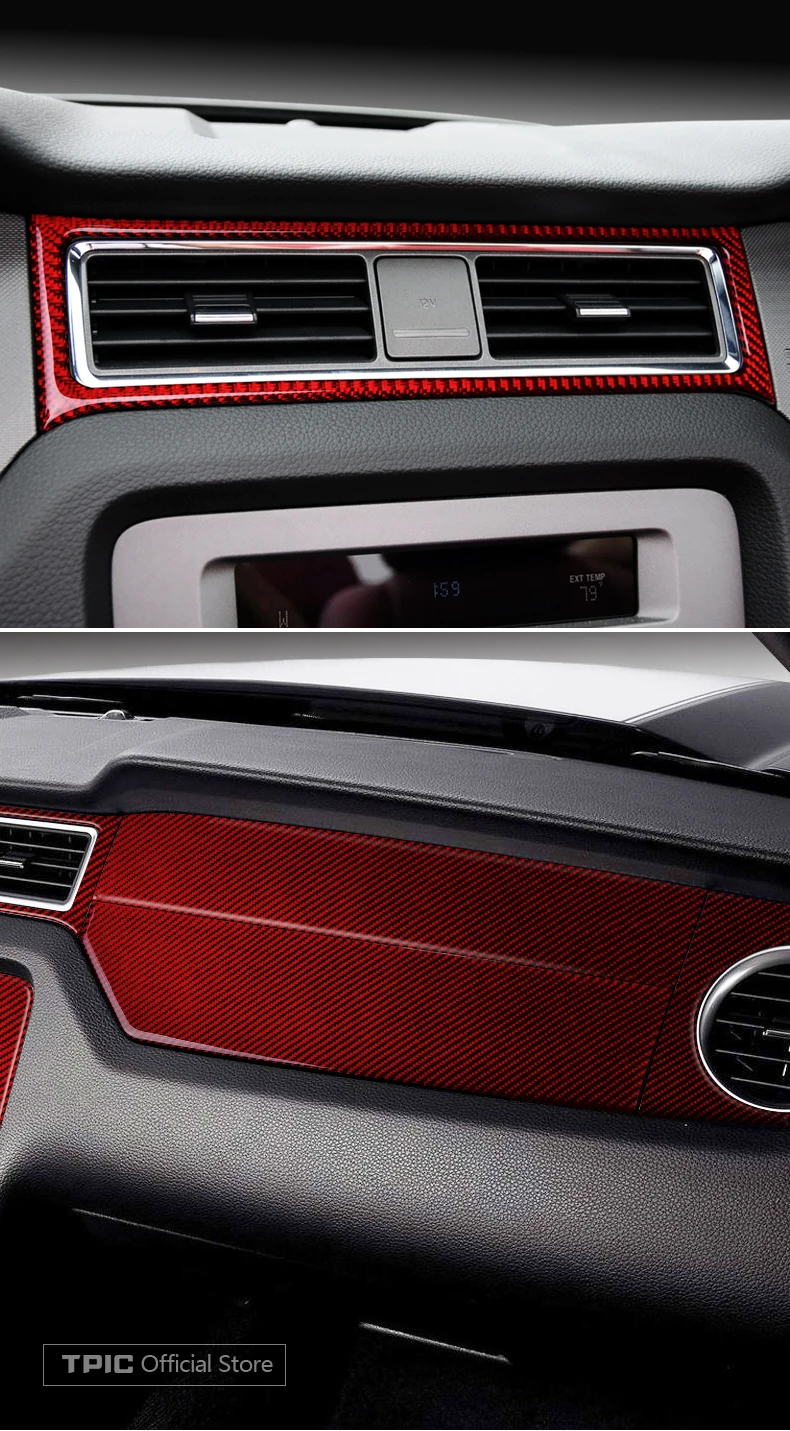 Для Ford Mustang 2009-2013 Автомобильные наклейки из углеродного волокна приборная панель внутренняя отделка Литые декоративные полосы