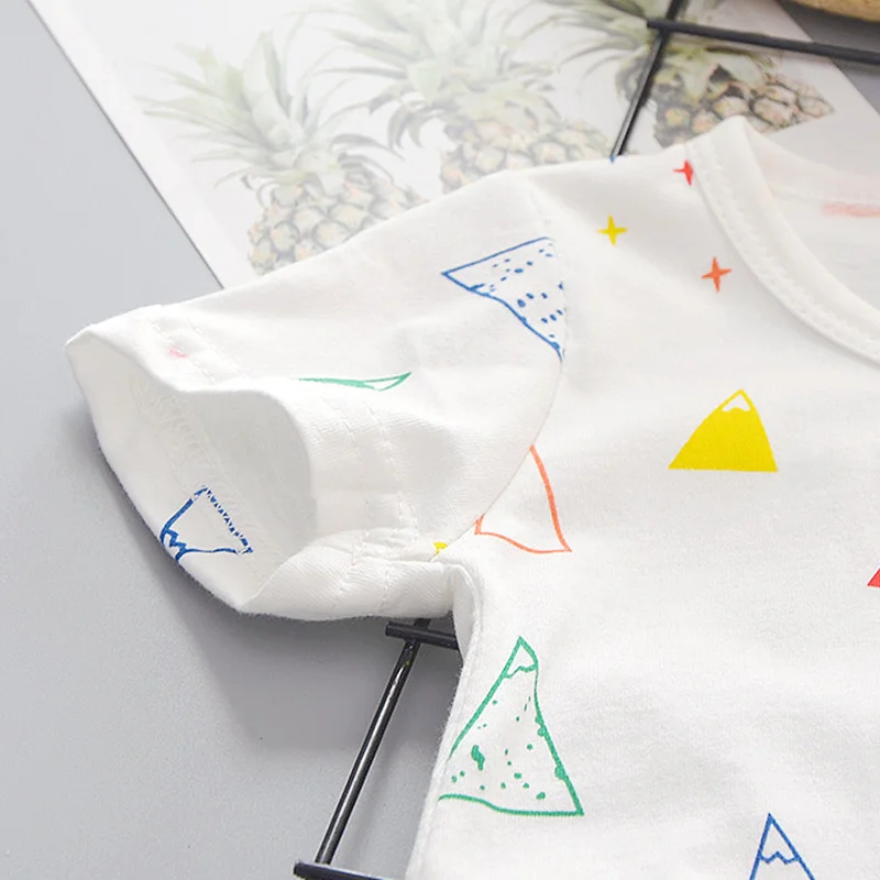 Summer Baby Girls Boys Clothes Infant Color T Shirt Kids Cartoon House Pattern Bib Pants 2pcs/sets Children Casual Sport Suits