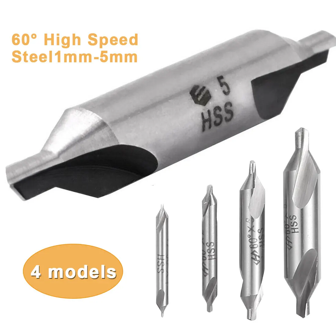 

Drills Bits 60 Degree 1pc 1mm /2mm /3mm /5mm HSS Combined Center Countersink Drill Set For Power Tools