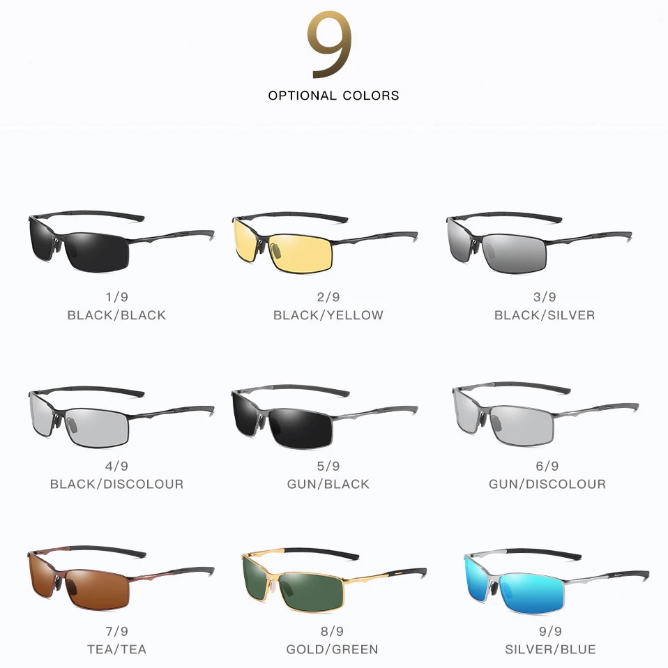 

Luxury Polarized Sunglasses For Men Brand Designer Classic Driver Pilot Sunglass Male Vintage Mirror Sun Glasses Shades For Men