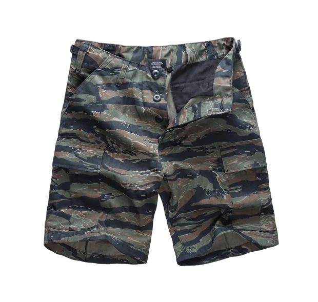 Tiger Stripe Camo Мужские армейские военные шорты BDU, повседневные рабочие камуфляжные шорты Карго - Цвет: Tiger Stripe Camo