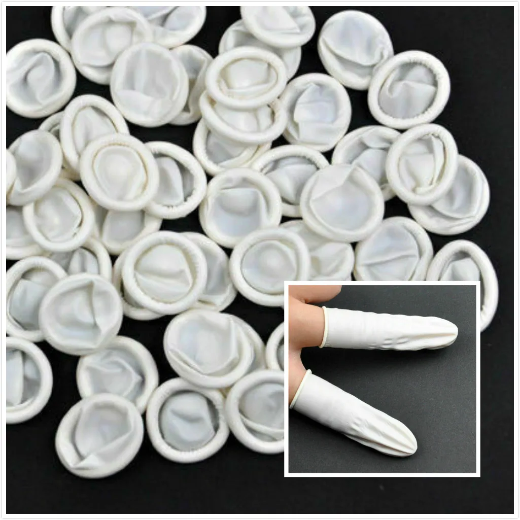 

100Pcs Disposable Fingertips Protector Gloves Natural Rubber Non-slip Anti-static Latex Finger Cots Fingertips Durable Tool