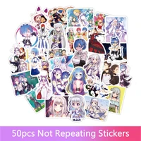 50 pcs cute relife in a different world from zero anime stickers girl toys cartoon rem ram movie souvenir stickers