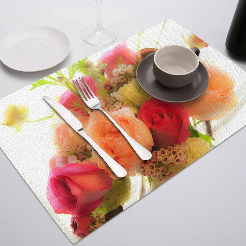 PC1982 Fuwatacchi Coffee Place Mat Linen Ramadan Dining Table Placemat Tableware Fiber Pad Coaster Eid Party Supplies Table Placemats - Цвет: PC1982