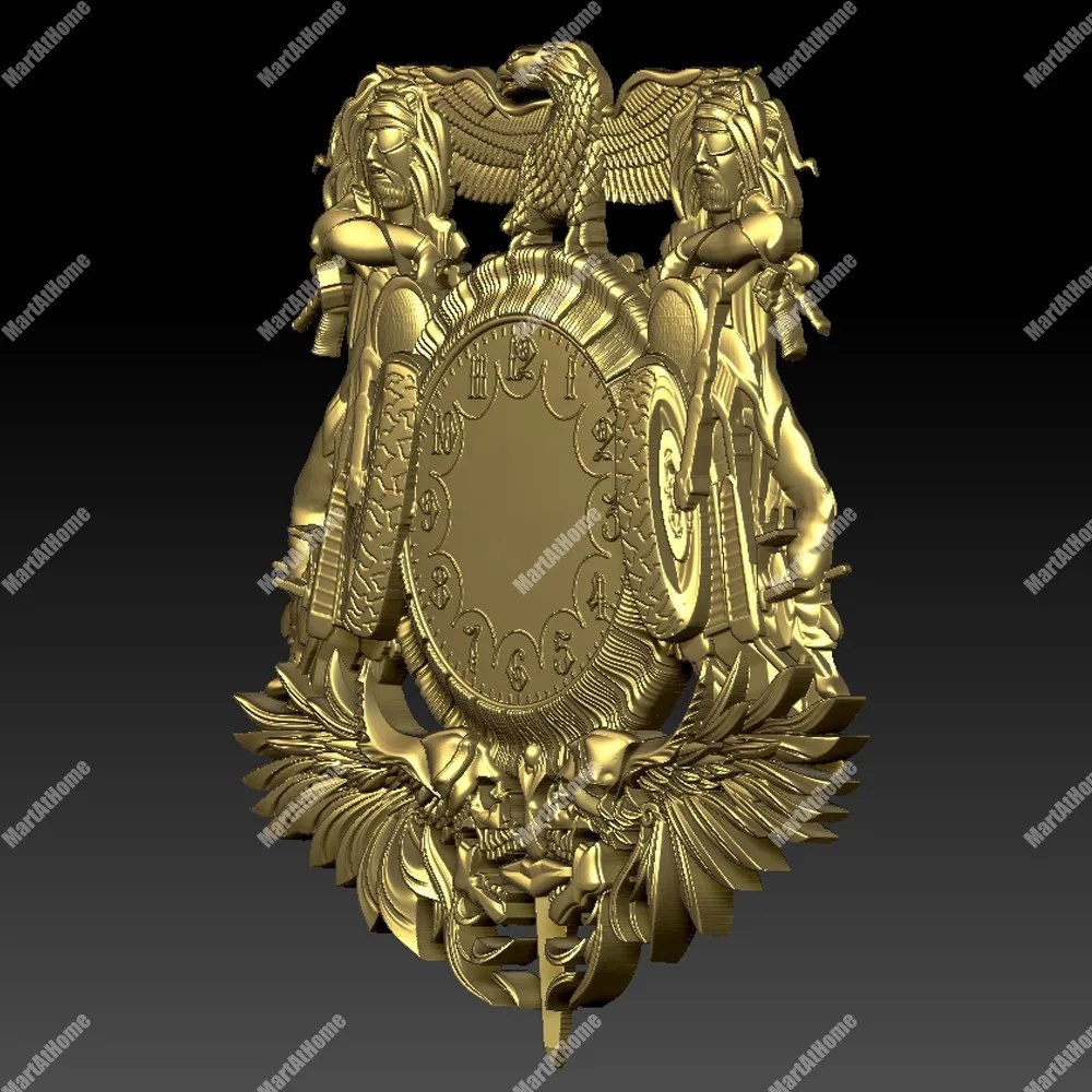 3D модель STL BMP JDP файл Круглый Резной рисунок Орел Мотоцикл настенные часы для ЧПУ