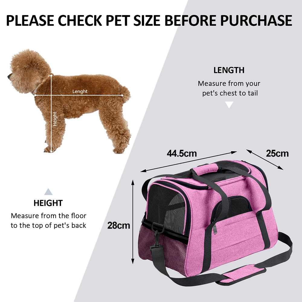 

Dog Carrier Backpack Pink Soft Sided Pet Dog Cat Transporter Bag Airline Approved Dogs Carrying Backpack For Cats