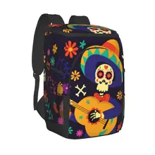 Thermal Backpack Colorful Skull Dia De Muertos Waterproof Cooler Bag Large Insulated Bag Picnic Cooler Backpack Refrigerator Bag