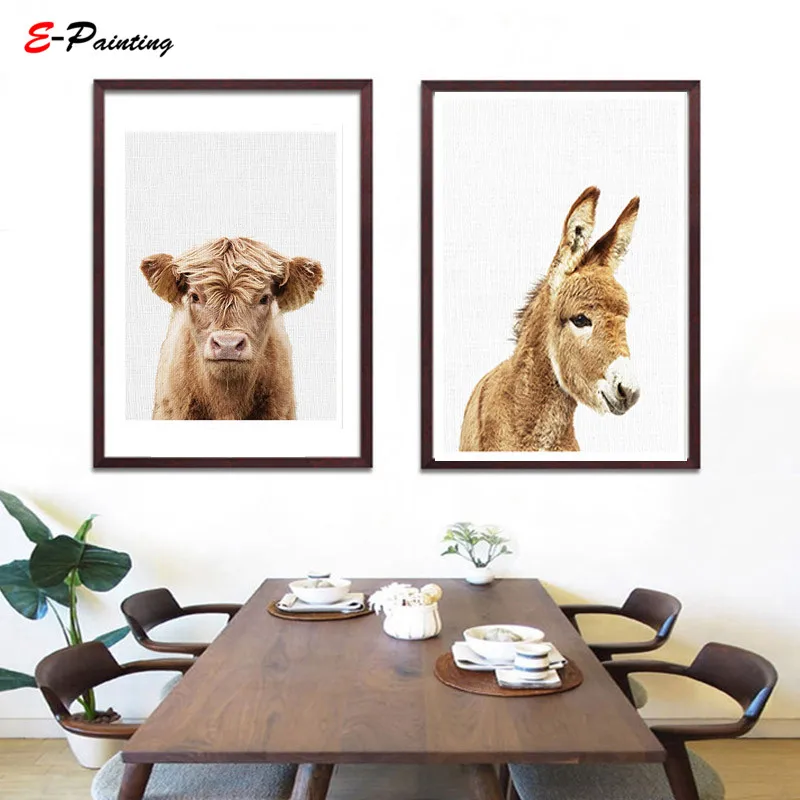 Современные холщовые настенные художественные рисунки с изображением Ослика