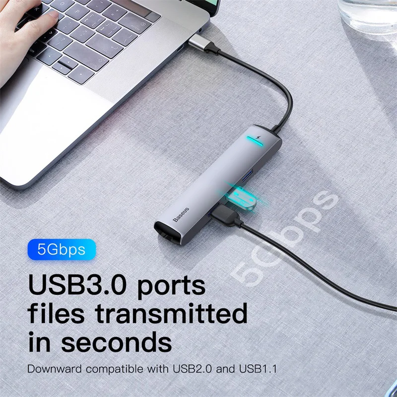 

Baseus USB C HUB USB to Multi HDMI-compatible USB 3.0 RJ45 Carder Reader OTG Adapter USB Splitter for MacBook Pro Air HUB Dock
