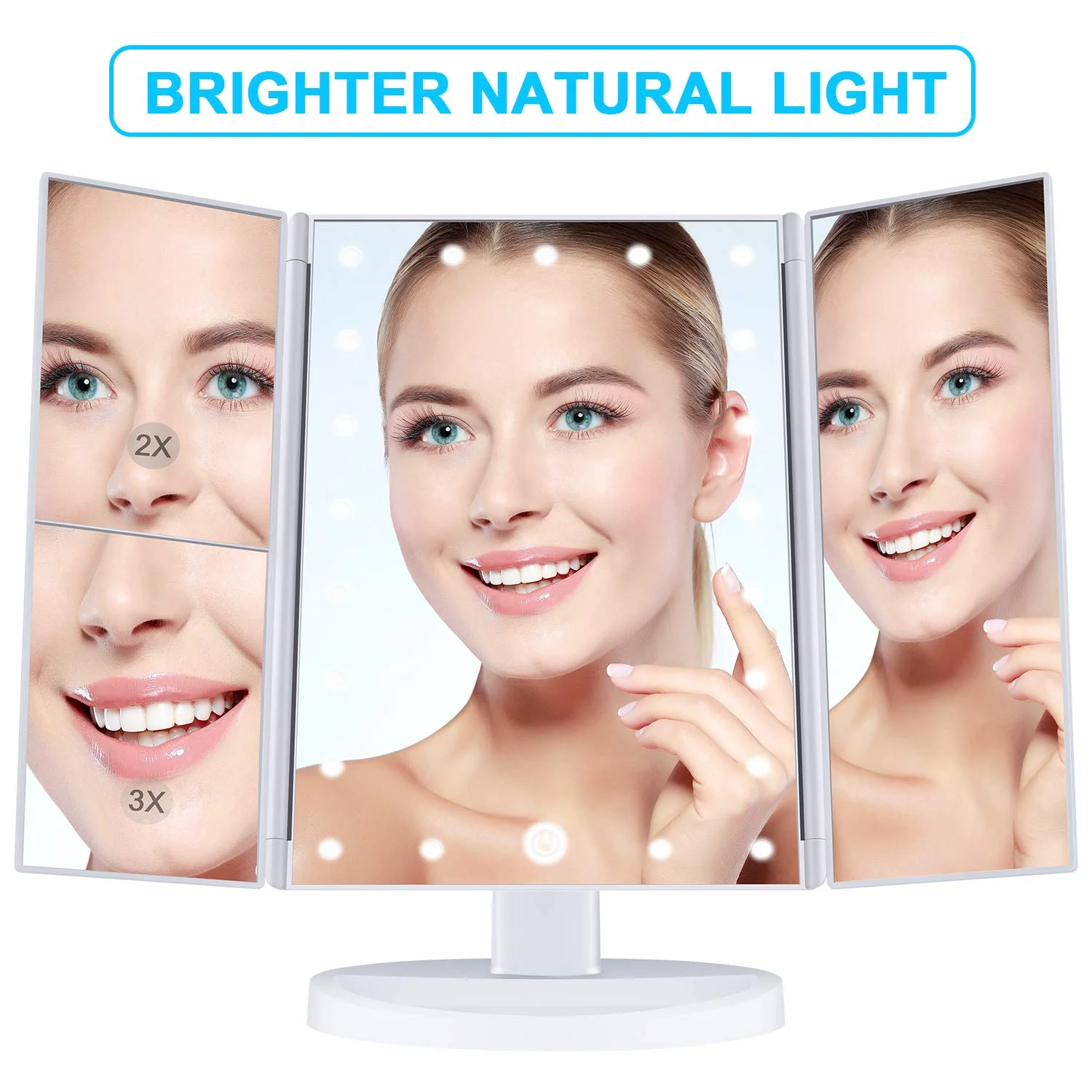 

Portable LED Trifold Makeup Mirror 22 Vanity light Touch Screen Cosmetic 10x Magnifier makeup accessories vanity mirror