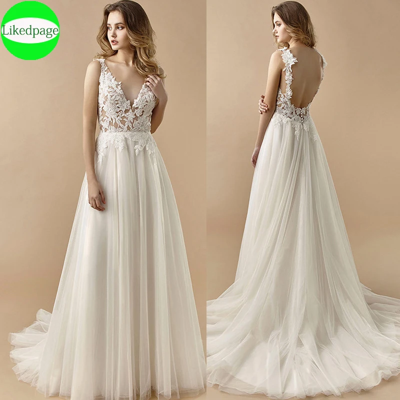 Женское свадебное платье It's yiiya белое кружевное с V-образным вырезом и
