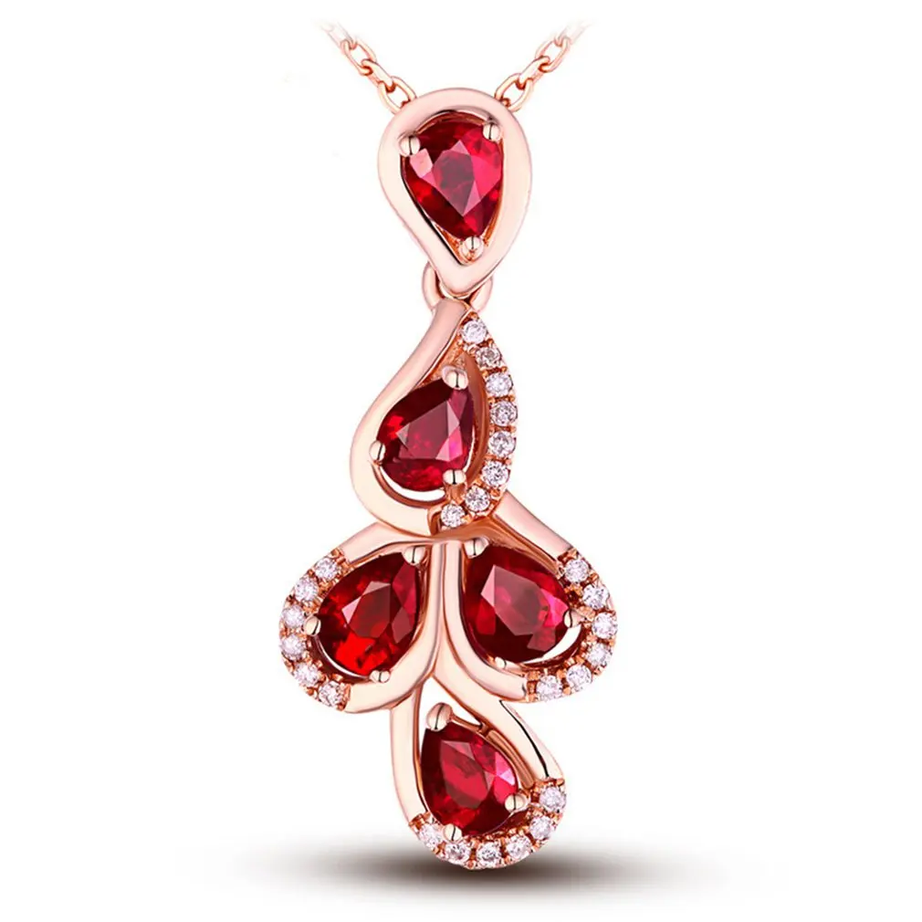 Water Drop Red Stone Pendants Ladies Lovely Long Chain Necklaces Pendants for Women Statement Jewelry Gifts