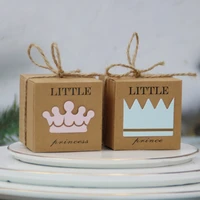 50pcs gift box kraft paper candy dragee box wedding favors baby shower decoration boy girl gender reveal birthday party supplies