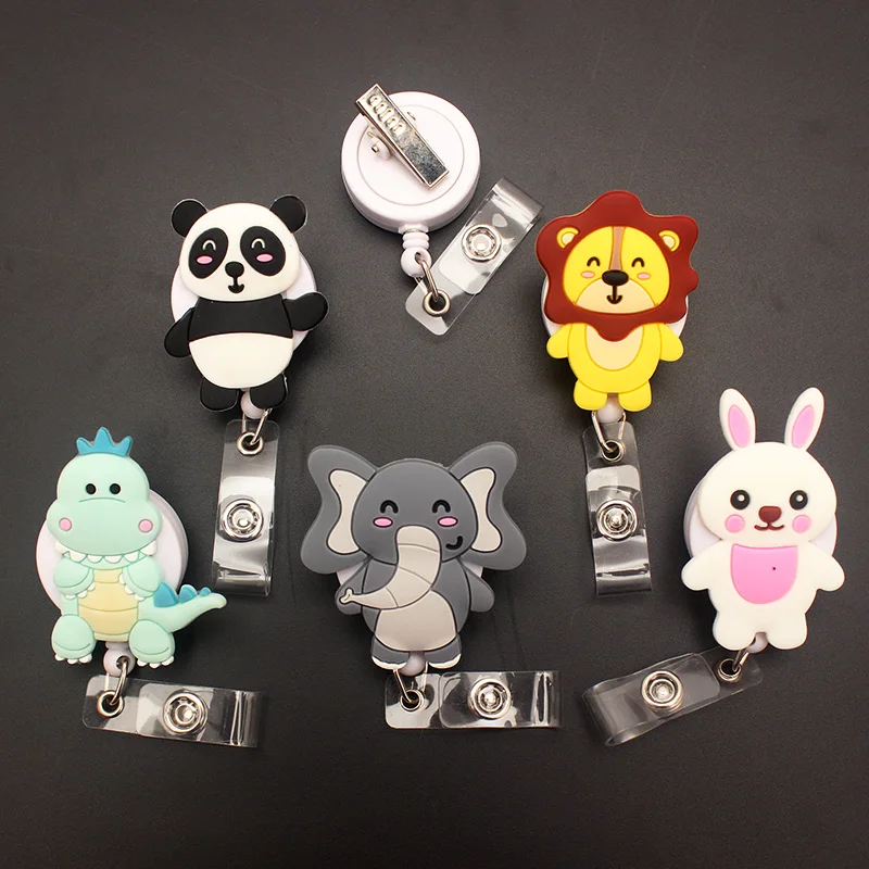 

Cute Panda And Elephant 360° Rotatable Retractable Card Holder Badge Reel Nurse Exhibition Enfermera Girl And Boy Name Card