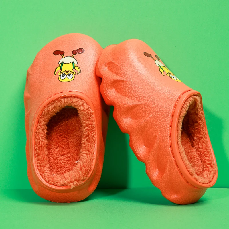 2020 модные детские зимние хлопковые домашние тапочки Детская Водонепроницаемая