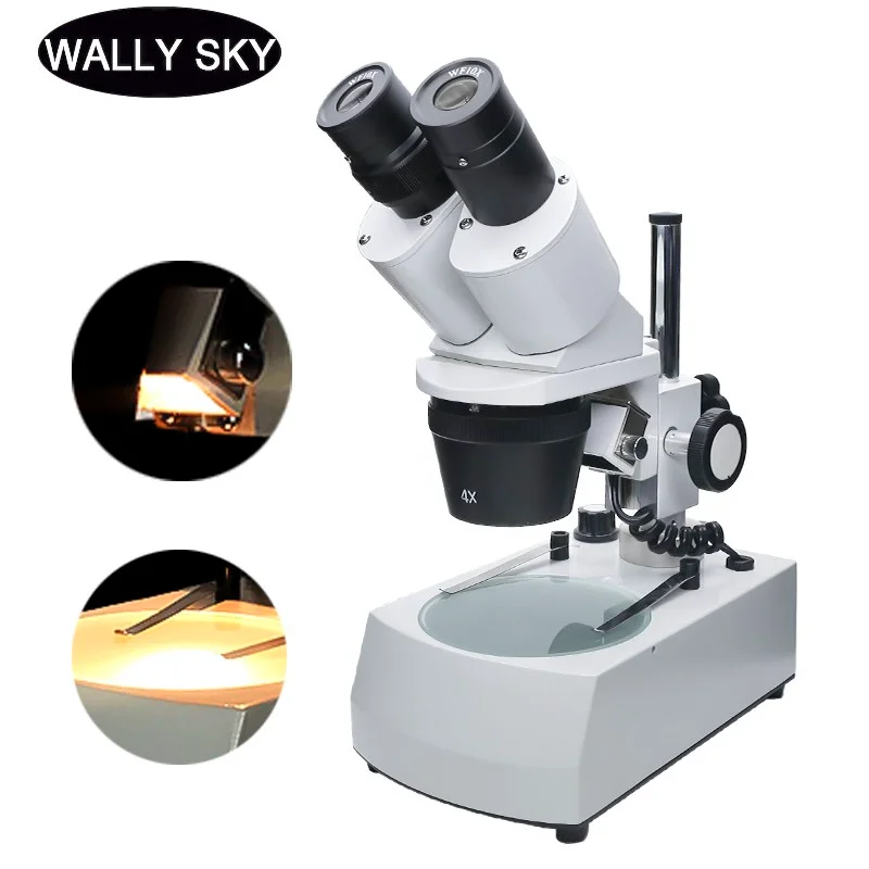 Stereo Microscope 20X 30X 40X Binocular Industrial Microscope with Top/Bottom Light Source WF10X Eyepiece for PCB Repairing