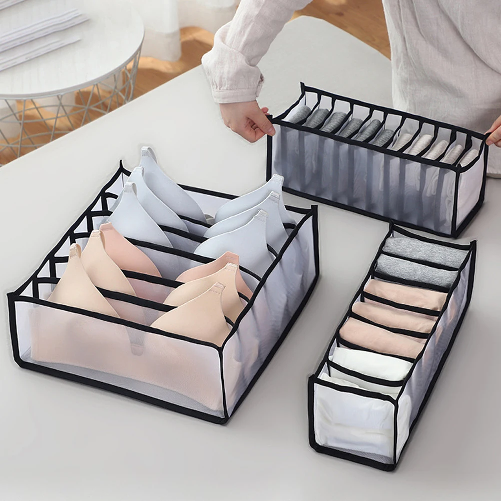 

5PCS Bra Storage Boxes Underwear Clothes Organizer Drawer Nylon Divider Closet Organizer For Folding Ties Socks Shorts Organizer